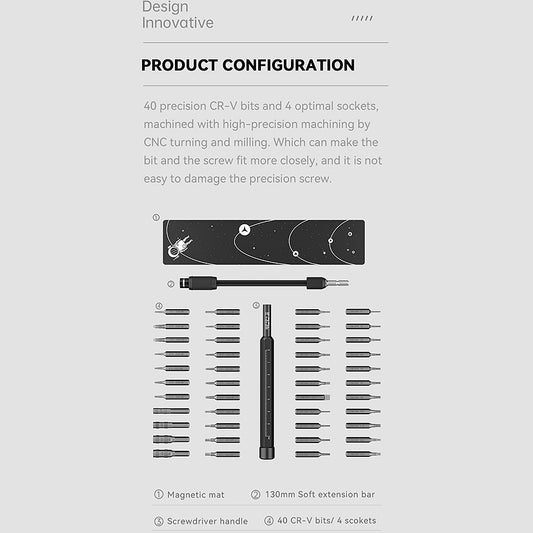 Jakemy JM-8180 csavarhúzó, 47in1, Fekete