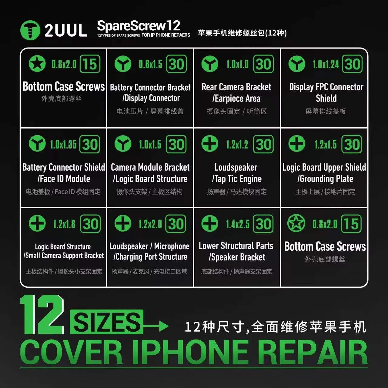 2UUL SC22 csavarok Apple iPhone sorozathoz, 330az1-ben