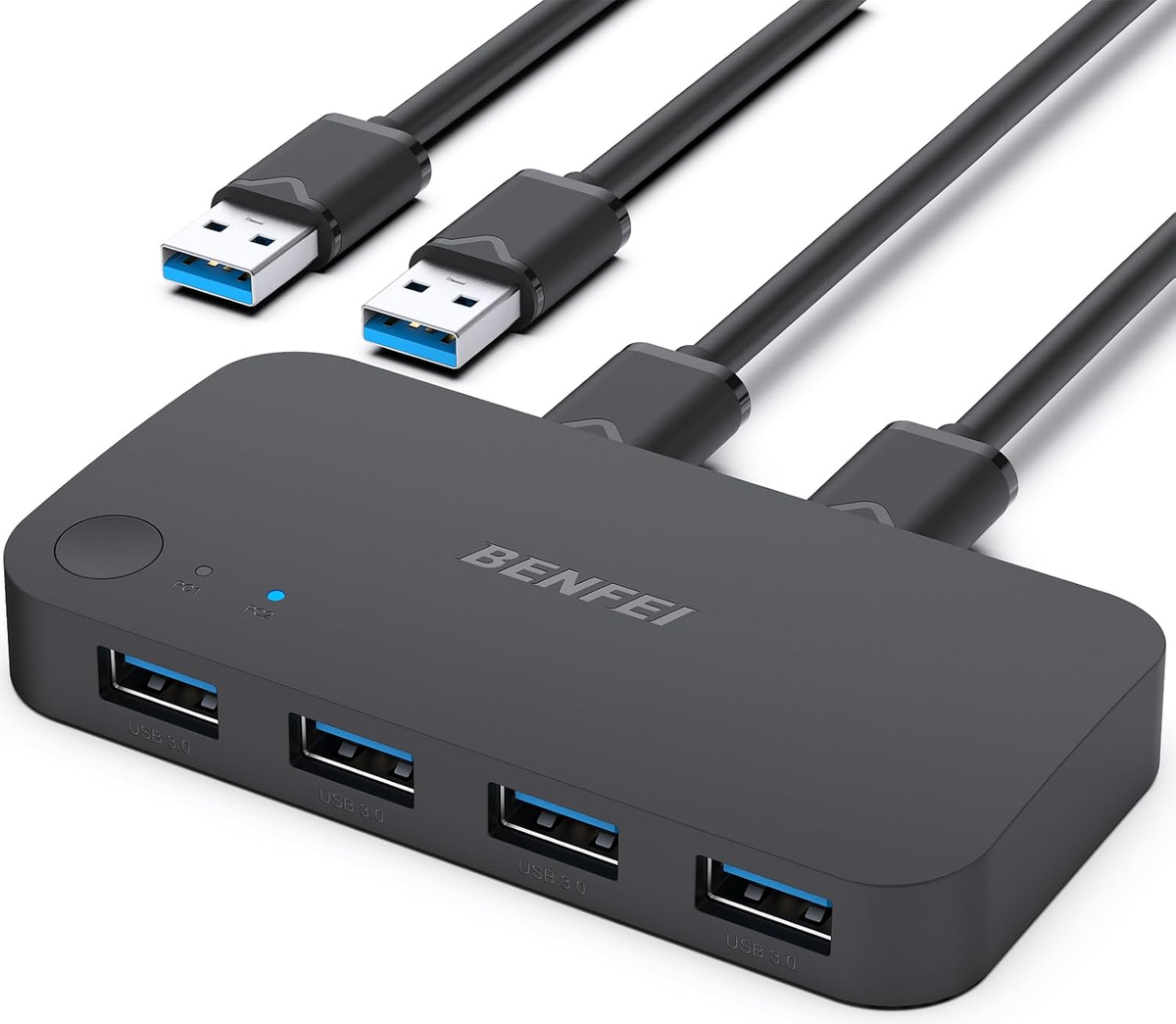 Benfei USB kapcsoló, 4 x USB-A 3.0, Fekete