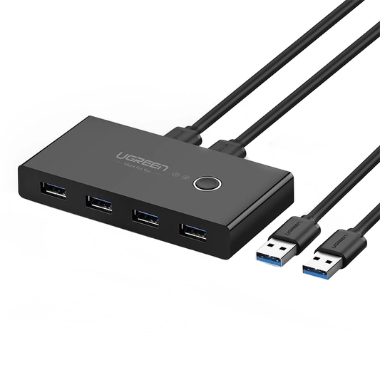 UGREEN US216 USB kapcsoló (30768) Két megosztós doboz új verzió, 4 x USB-A 3.0, fekete