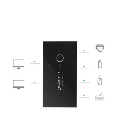 UGREEN US216 USB kapcsoló (30768) Két megosztós doboz új verzió, 4 x USB-A 3.0, fekete