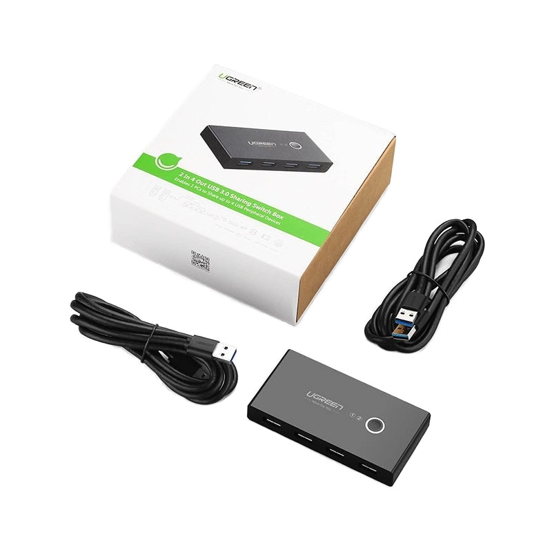 UGREEN US216 USB kapcsoló (30768) Két megosztós doboz új verzió, 4 x USB-A 3.0, fekete