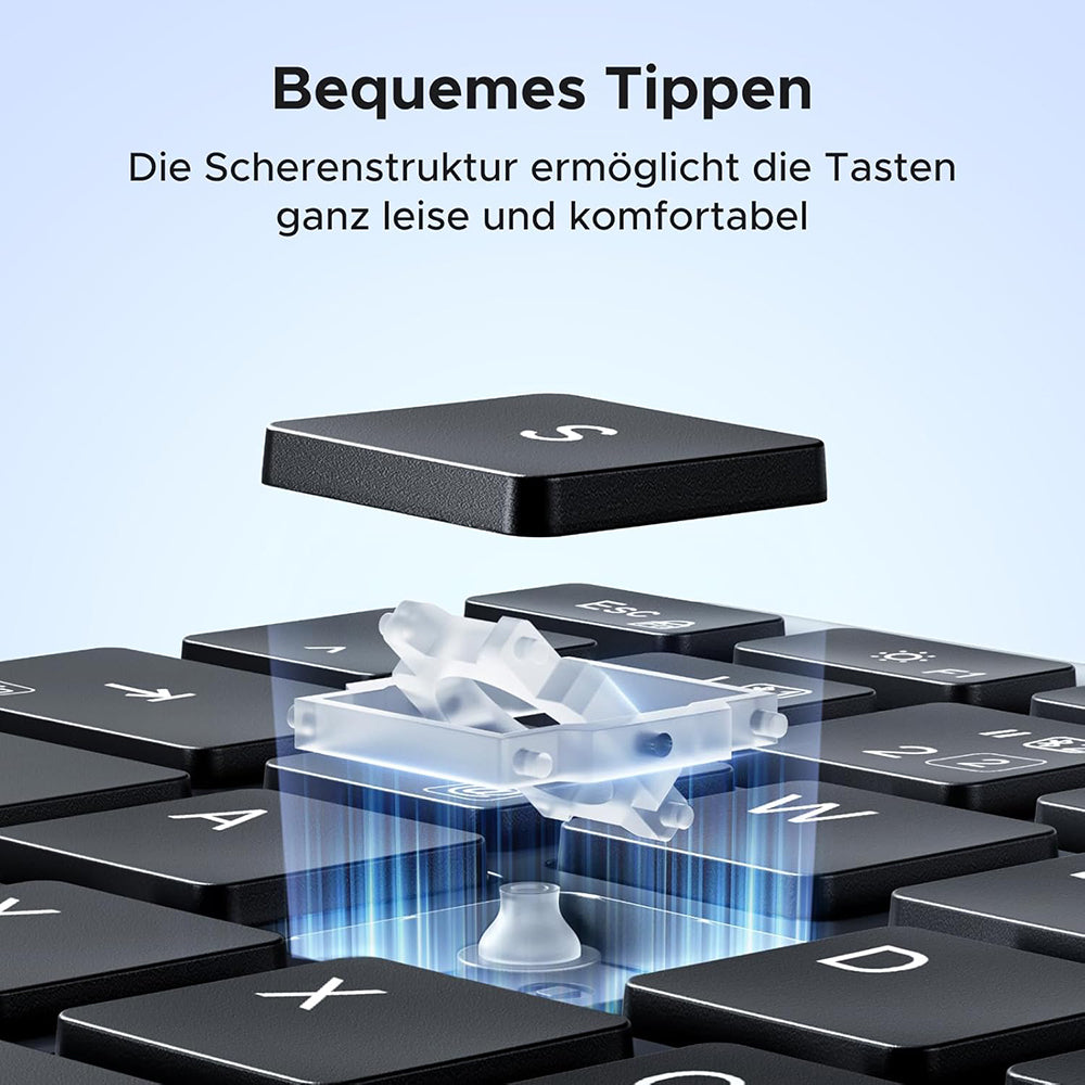 UGREEN K552 vezeték nélküli billentyűzet (75163), BT / Wi-Fi, Fekete