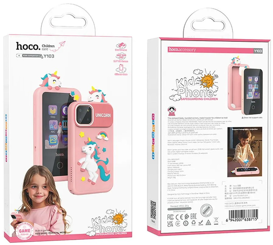 HOCO Y103 Kids Mobiltelefon, 2.8 inch kijelző, Rózsaszín