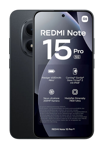 Xiaomi Redmi Note 15 Pro 5G Mobiltelefon, 512GB, 8GB, Fekete