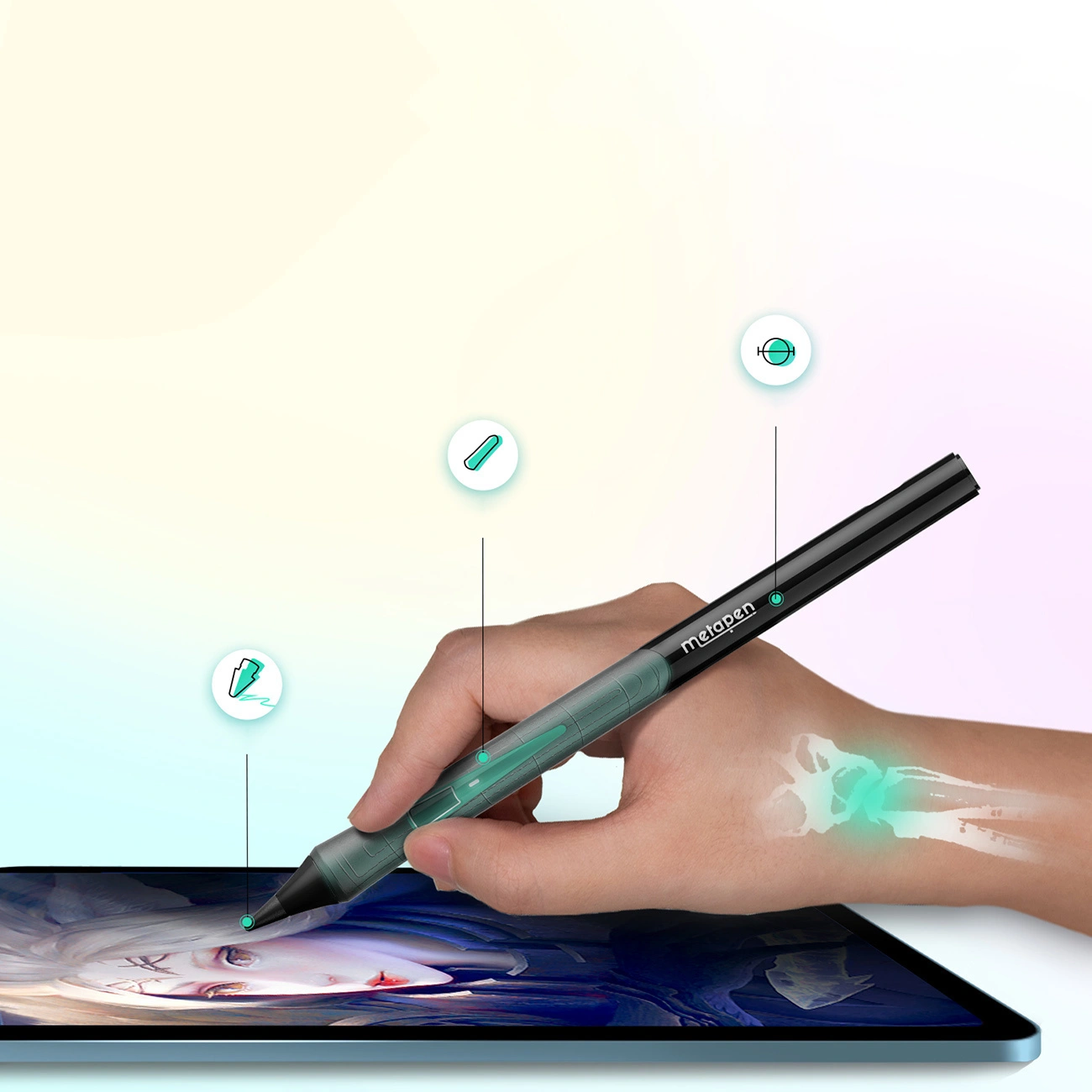 Metapen D1 érintőceruza Apple iPad-hez, Aktív verzió, Fekete ME-APP452