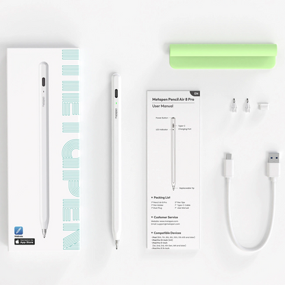 Touch Pen Metapen Air8 Pro Apple iPad-hoz, Aktív verzió, Fehér ME-APP172