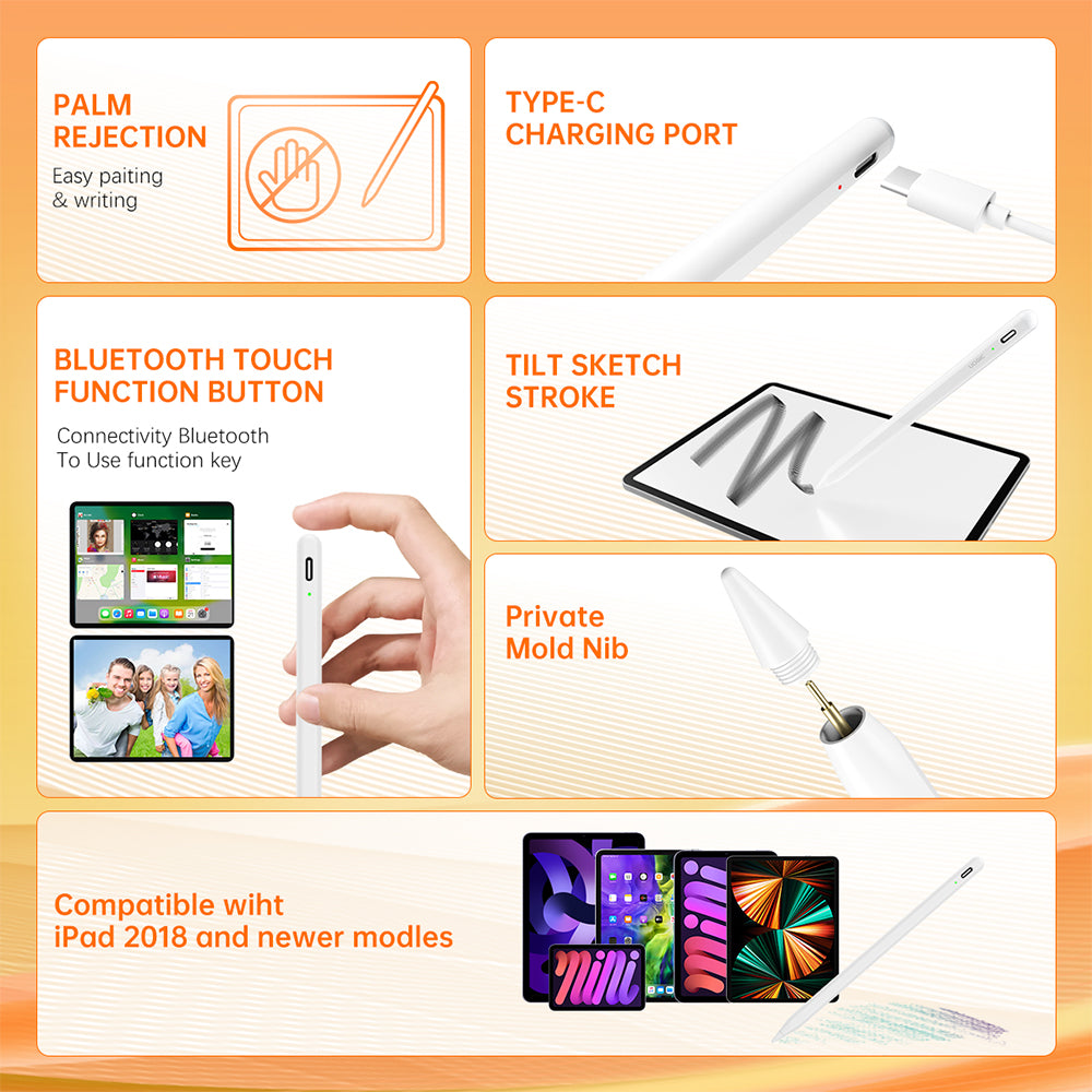 Touch Pen Techsuit AC10-CP az Apple iPadhez, Aktív Változat, Fehér