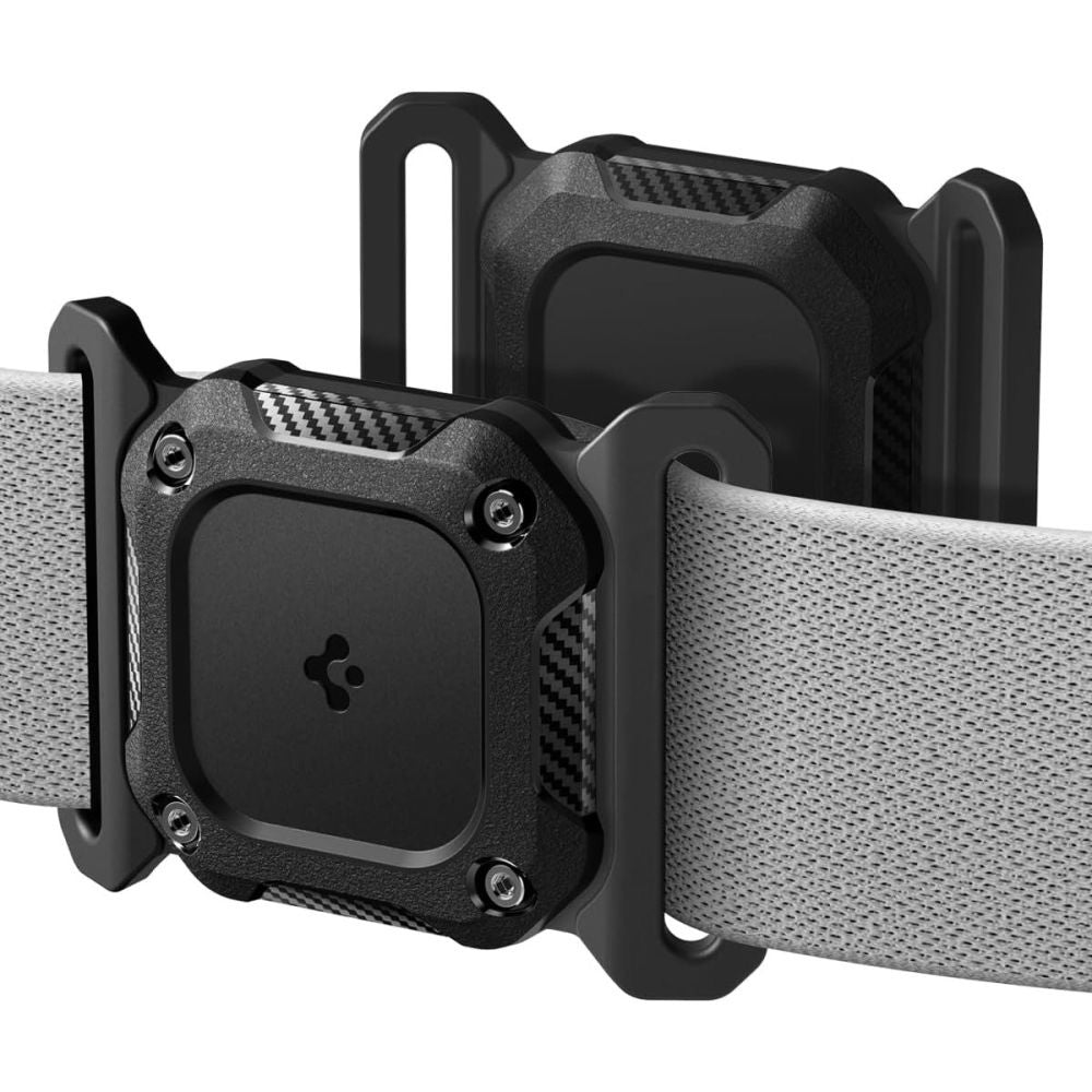Állat nyakörv Spigen Tough Armor tartóval Apple AirTag-hez, Fekete
