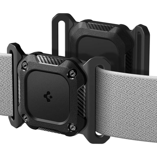 Állat nyakörv Spigen Tough Armor tartóval Apple AirTag-hez, Fekete