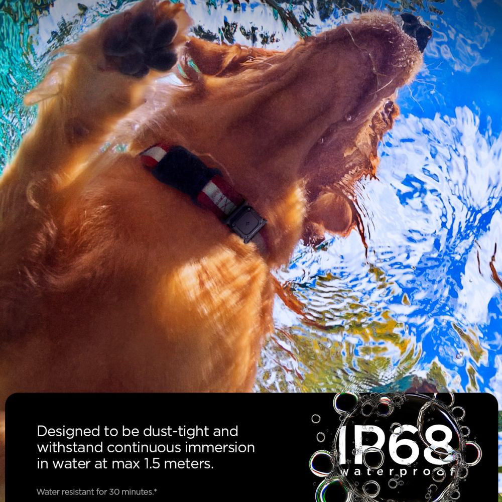 Állat nyakörv Spigen Tough Armor tartóval Apple AirTag-hez, Fekete